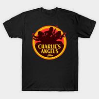 Men Black Print T-shirt Charlie Angels No-Cut Transfer Paper Print Cotton Tshirt 3XL juoda