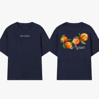 Peach Tee White And Dark Blue Color T-shirt Men Women Cotton Loose Oversized Short Sleeve Couple Tee Streetwear Sports Soft Top Female Male Clothing 4XL