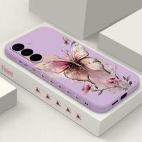 Rožinės drugelių rašto telefono dėklas, skirtas Samsung Galaxy S24 S25 FE S25 S23 S22 Ultra A17 A56 A16 A55 A25 A15 A36 5G, minkštas TPU dangtelis Galaxy S22 5G