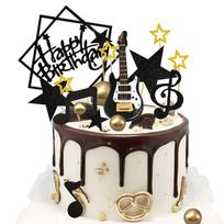 15 PCS Guitar Cake Toppers Disco Ball Cake Toppers Music Theme Birthday Cake Toppers Guitar Model Cake Decorations For Musician