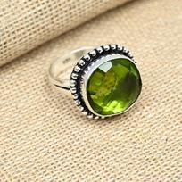 Peridot brangakmenio rankų darbo 925 sterlingų sidabro papuošalų sužadėtuvių žiedas 4 žalia