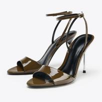 Elegantiškos apvalaus priekio, su kulkšnies sagtimi, aukštakulnės basutės moterims, aukštos kokybės lakuotos odos, prekės ženklo kulniukai, seksualūs atvirų pirštų suknelių bateliai 35 juoda