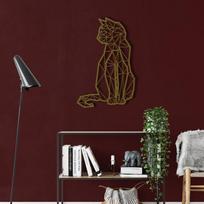 Geometrinis kačių piešinys, metalinis sienų dekoras, metaliniai sienų apmušalai, namų svetainės apdaila, metalinis katės dekoras, katės ženklas 12"W x 18"H / 30x45cm juoda