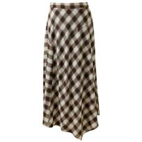 Sancai 2026 Spring Bohemian Plaid High-Waisted Irregular A-Line Maxi Skirt L