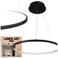 Žiedinė LED lubinė lempa, matinės juodos spalvos, 25W, moderni, pramoninio stiliaus, pakabinama, ilga, Neutrali