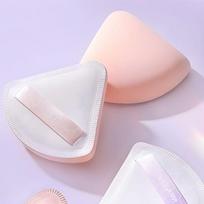 Puremantis - Set of 2: Marshmallow Cushion Puff Set of 2 Pcs - Triangle + Water Drop - Almond