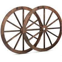 2 vnt. vežimo ratų dekoracijos Medinės Vakarų kaubojų vakarėlio dekoracijos Vintage Rustic Vežimo rato medinis vežimėlio ratas Barui, garažui