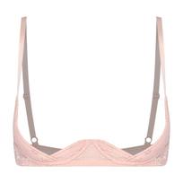 Seksualus permatomas gėlėtas nėriniuotas liemenėlė moterims S-XXL: Push-up 1/4 puodelio su lankeliais, Balconette lentynos liemenėlės apatinio trikotažo komplektas medaus mėnesiui M raudona