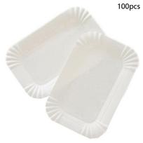 50/100 vnt. Stačiakampis torto padėklas Balta popierinė lėkštė Vienkartinė vakarienės popierinė lėkštė 50pcs