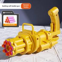 7 barelių putplasčio „Gatling“ stiliaus minkštos kulkos žaislinis pistoletas, saugus lauko mūšio šaudymo žaidimas berniukams, vaikų streso mažinimui