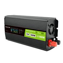 Green Cell Przetwornica napicia PowerInverter LCD 12 V 500W/1000W Przetwornica samochodowa z wywietlaczem - czysty sinus power adapter/inverter Auto Black