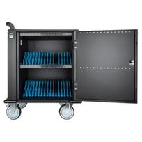 Manhattan iPad to 13, MacBook Air to 13 & Chromebook to 14 32-bay Charging Trolley/Cart via USB-C, Also other tablets/smartphones (with device to USB-C cable), Bays 330x22x235mm, Device charging cables not included (suggest USB-C cable 354868),Cabinet