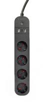 Smart Power Strip Tuya 4xDE 2xUSB-A 1xUSB-C Black