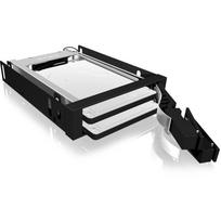 ICY BOX IB-2227StS HDD Wechselrahmen f. 2x 6,4cm 2.5 9.5 mm SATA HDD und SSD Schloss Hot Swap Metallrahmen silber und schwarz (20918)