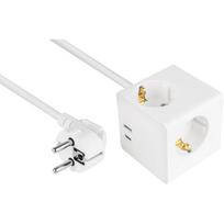 kabelmeister Steckdosenwürfel mit 3m Zuleitung, 3x Schutzkontakt-Buchse, USB-Câ„¢ (20W, PD 3.0) und USB-A Buchse (18W), weiß (SW01-W030)