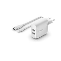 Belkin BOOST CHARGE - Netzteil - 24 Watt - 2 Ausgabeanschlussstellen (USB) - weiß