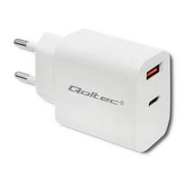 Qoltec 51714 Charger | 18W | 5-12V | 1.5-3A | USB type C PD | USB QC 3.0 | White