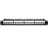 Qoltec 54516 Patch panel for 19'' rack | 24 ports | 1U | UTP | Black