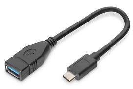 Assmann USB 3.1 OTG Adapterkabel C auf A Buchse 0,15m schwarz Datenübertragungen bis 5Gbit/s - 10-mal schneller als USB 2.0 - 3A Stromversorgung, Typ C-Stecker beidseitig verwendbar - Anschluss 1: USB C, Stecker - Anschluss 2: USB A, Buchse - Doppelt geschirmt, UL-zertifiziert: UL2725 (AK-300315-001-S)