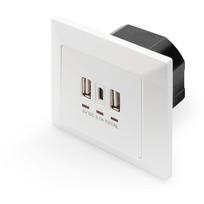 DIGITUS DA-70618 - USB-Ausgang - USB, USB Type C - 2 USB-Anschlüsse, 1 USB-C socket - 3.1 A - RAL 9003, Signal White