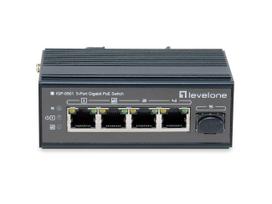 LevelOne 5-Port Gigabit Industrial Switch - DIN-Schiene - -30°C to 65°C - Gigabit Ethernet (10/100/1000) - Vollduplex - Power over Ethernet (PoE) - Wandmontage (IGP-0501)