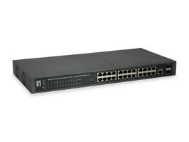 LevelOne GEP-2652 - Switch - Smart - 24 x 10/100/1000 (PoE+) + 2 x Gigabit SFP - an Rack montierbar - PoE+ (370 W) (GEP-2652)