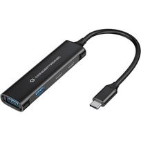 Conceptronic HUBBIES 4-Port-USB 3.0-Hub - USB-C-Anschluss - USB 3.2 Gen 1 (3.1 Gen 1) Type-C - 5000Mbit/s - Schwarz - Aluminium - 0,15 m - USB (HUBBIES12B)