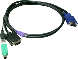 LevelOne ACC-3201 - Tastatur- / Video- / Maus- (KVM-) Kabelkit - HD-15 (VGA) (M) zu USB, PS/2, HD-15 (VGA) (M) - 1.8 m - Daumenschrauben - Schwarz