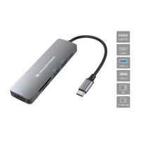 Conceptronic DONN Multifunktionaler 6-in-1 USB Adapter-Hub - HDMI - USB-C PD - 1 x USB 3.0 - 1 x USB 2.0 - SD/TF Kartenleser - USB 3.2 Gen 1 (3.1 Gen 1) Type-C - HDMI - USB 2.0 - USB 3.2 Gen 1 (3.1 Gen 1) Type-A - USB 3.2 Gen 1 (3.1 Gen 1) Type-C - 3840 x 2160 Pixel - MicroSD (TransFlash) - SD - SDHC - SDXC - 5000Mbit/s - Grau (DONN11G)