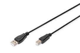 Assmann/Digitus USB Anschlusskabel, 1.8m USB Anschlusskabel, Typ A - B St/St, 1.8m, USB 2.0 kompatibel UL, sw (DB-300102-018-S)