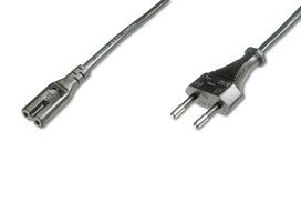 Assmann/Digitus POWER CORD EURO - C7 M/F 1.8M Dieses Netzkabel, auch als Euro 8 Kabel bekannt, dient zum Anschluss von Home Entertainment-Geräten wie z.B. Radio-/Kassettenrekorder an das Hausstromnetz (Steckdose) (AK-440104-018-S)