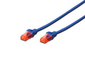 DIGITUS Professional - Patch-Kabel - RJ-45 (M) bis RJ-45 (M) - 25cm - UTP - CAT 6 - halogenfrei, geformt, ohne Haken - Blau (DK-1617-0025/B)