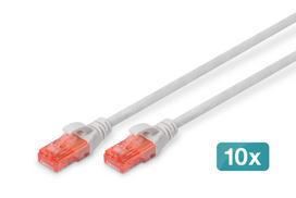 DIGITUS - Patch-Kabel - RJ-45 (M) bis RJ-45 (M) - 50 cm - UTP - CAT 6 - geschirmt, halogenfrei, geformt, ohne Haken - Grau