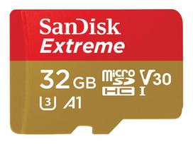 SanDisk Extreme - Flash-Speicherkarte (microSDHC/SD-Adapter inbegriffen) - 32GB - A1 / Video Class V30 / UHS-I U3 - microSDHC UHS-I (SDSQXAF-032G-GN6AT)