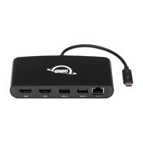 OWC Thunderbolt 3 Mini Dockingstation, 5 Ports, Verbinden Sie bis zu zwei 4K-Displays, Gigabit-Ethernet-Anschluss, Integriertes Kabel