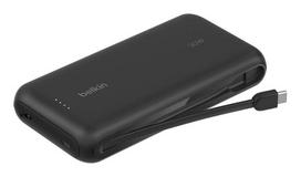 Belkin BoostCharge - Powerbank - mit integriertem Kabel - 20000 mAh - 30 Watt - PD - 3 Ausgabeanschlussstellen (2 x USB-C, USB)