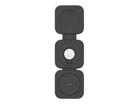 Belkin Wireless Charger mit QI2 (3-in-1), 15W, magnetische Reiseladestation mit Power Adapter (36W) + USB-C Kabel (1,5m) einklappbar, Schwarz, 15W, WIZ024VFBK
