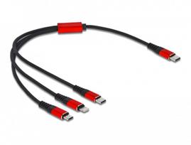 Delock 7,60cm (3) 1 - Kabel nur zum Laden - 24 pin USB-C männlich zu Micro-USB Typ B, Lightning, 24 pin USB-C männlich - 30cm - Schwarz (86710)