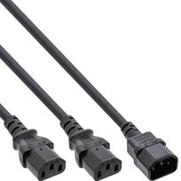 InLine - Netz-Splitter - IEC 60320 C14 bis 2 x IEC 60320 C13 - 1,0m - Schwarz (16657J)