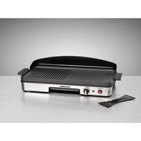 Rommelsbacher BBQ 2003. Produktfarbe: Schwarz, Silber, Bauform: Freistehend, Gehäusematerial: Edelstahl. Leistung: 1900 W, AC Eingangsspannung: 230 V, AC Eingangsfrequenz: 50 Hz. Breite: 590 mm, Tiefe: 290 mm, Höhe: 90 mm (BBQ 2003)