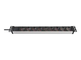 Brennenstuhl Premium Alu-Line 48,30cm (19)-Steckdosenleiste 9-fach ohne Schalter, alu/schwarz, 48,30cm (19) breit und 1 HE hoch, Zum Einbau in 48,30cm (19) Netzwerk- oder Serverschränke, Stabile, formschöne Kompaktleisten aus Aluminium, 9 Schutzkontakt-Steckdosen in 45°-Anordnung, auch für Winkelstecker, Länge ca. 48 cm, Kabellänge 2 m, Kabel H05VV-F 3G1,5 (1390007009)