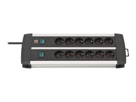 brennenstuhl Premium-Alu-Line Technics - Steckdosenleiste - Ausgangsanschlüsse: 12 - 3,0m Schnur - Schwarz, Silber (1391000912)