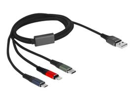 Delock - Lightning-Kabel, nur zum Aufladen - USB männlich bis Micro-USB Typ B, Lightning, USB-C männlich - 1,0m - Schwarz (87277)