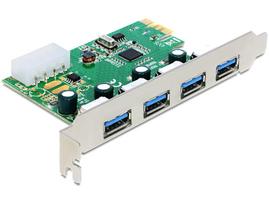 PCIe x1 Karte zu 4x extern USB Typ-A 5Gbit/s, USB-Controller 4-pin-Stromanschluss