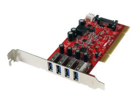 StarTech.com 4 Port USB3.0 PCI Schnittstellenkarte- PCI SuperSpeed USB3.0 Controller Karte - USB-Adapter - PCI-X Low Profile - USB3.0 x 4 - Rot (PCIUSB3S4)