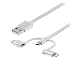 StarTech.com USB Lightning Kabel - USB-C Micro-B Laddekabel - 1,0m- geflochten - Silber - USB auf Lightning Kabel - USB zu USB C - USB-Kabel - USB (M) bis Micro-USB Type B, Lightning, USB Typ C (M) - 1,0m - Silber (LTCUB1MGR)