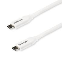 StarTech.com USB-C auf USB-C Kabel mit 5A Power Delivery - St/St - 2m - USB 2.0 - USB-IF zertifiziert - USB Typ C Kabel - USB-Kabel - USB-C (M) bis USB-C (M) - Thunderbolt 3 / USB 2.0 - 5 A - 2 m - weiß