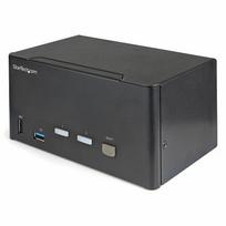 StarTech.com 2 Port DisplayPort KVM Switch - 4K 60 Hz UHD HDR - DP 1.2 KVM Umschalter mit USB 3.0 Hub mit 2 Anschlüssen (5Gbit/s) und 4x USB 2.0 HID Anschlüssen - Audio - Hotkey - TAA (SV231TDPU34K)