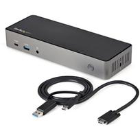 StarTech.com USB-C & USB-A Dock - Hybrid Universal Triple Monitor Laptop Docking Station DisplayPort & HDMI 4K 60Hz - 85W Power Delivery, 6x USB Hub, GbE, Audio - USB 3.1 Gen 2 10Gbps - Dockingstation - USB-C - 3 x HDMI, 3 x DP - GigE - 85 Watt