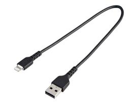 StarTech.com 12inch/30cm Durable Black USB-A to Lightning Cable, Rugged Heavy Duty Charging/Sync Cable for Apple iPhone/iPad MFi Certified (RUSBLTMM30CMB) - Lightning-Kabel - USB (M) bis Lightning (M) - 30 cm - Schwarz - für Apple iPad/iPhone/iPod (Lightning)